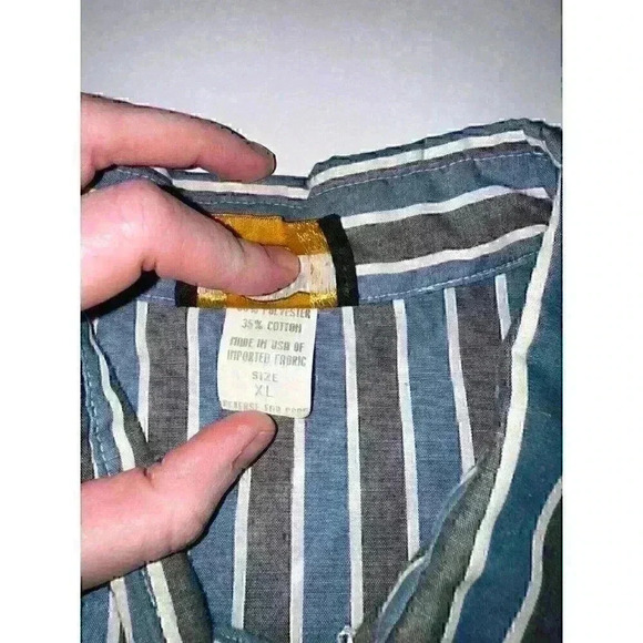 Vintage Holt Western Long Sleeve Shirt Men's Blue Stripe Pearl Snaps Size XL - Picture 4 of 6